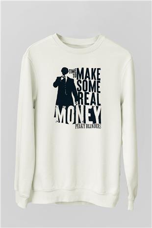 Peaky Blinders Baskılı Beyaz Unisex Sweatshirt