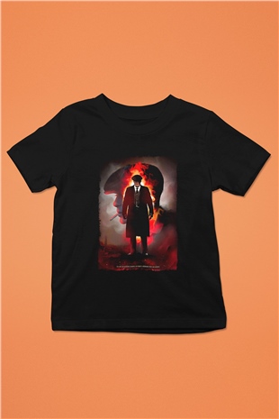 Peaky Blinders Baskılı Unisex Siyah Çocuk Tişört - Tshirt