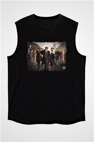 Peaky Blinders Baskılı Unisex Siyah Kolsuz Tişört - Tshirt