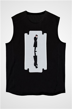 Peaky Blinders Baskılı Unisex Siyah Kolsuz Tişört - Tshirt