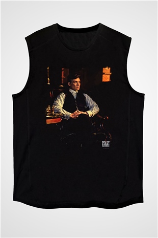 Peaky Blinders Baskılı Unisex Siyah Kolsuz Tişört - Tshirt