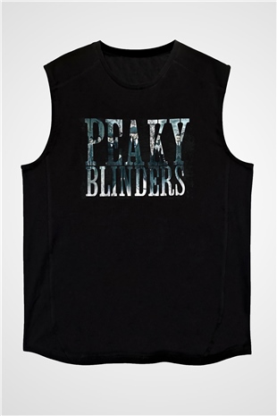 Peaky Blinders Baskılı Unisex Siyah Kolsuz Tişört - Tshirt
