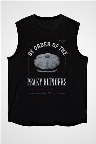Peaky Blinders Baskılı Unisex Siyah Kolsuz Tişört - Tshirt