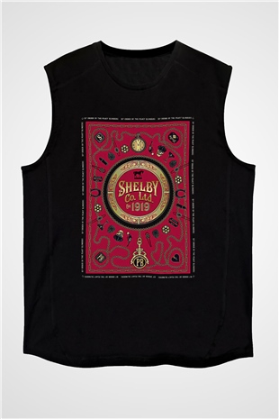 Peaky Blinders Baskılı Unisex Siyah Kolsuz Tişört - Tshirt