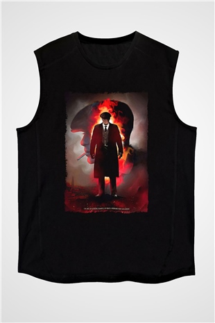 Peaky Blinders Baskılı Unisex Siyah Kolsuz Tişört - Tshirt