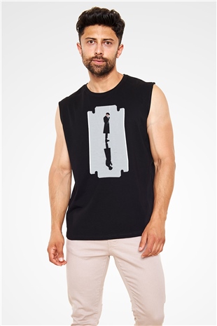 Peaky Blinders Baskılı Unisex Siyah Kolsuz Tişört - Tshirt