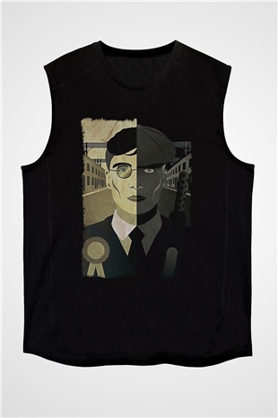 Peaky Blinders Baskılı Unisex Siyah Kolsuz Tişört - Tshirt