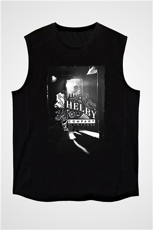 Peaky Blinders Baskılı Unisex Siyah Kolsuz Tişört - Tshirt