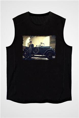 Peaky Blinders Baskılı Unisex Siyah Kolsuz Tişört - Tshirt