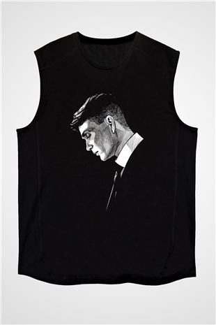 Peaky Blinders Baskılı Unisex Siyah Kolsuz Tişört - Tshirt