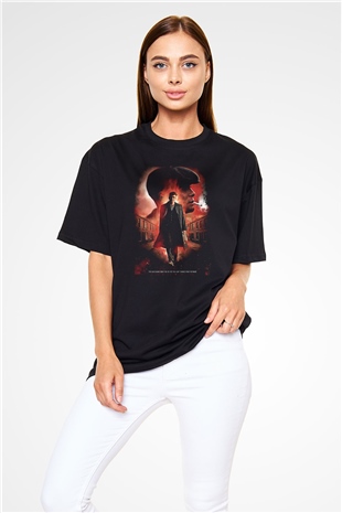 Peaky Blinders Baskılı Unisex Siyah Oversize Tişört - Tshirt