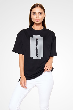 Peaky Blinders Baskılı Unisex Siyah Oversize Tişört - Tshirt