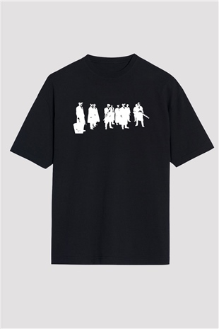 Peaky Blinders Baskılı Unisex Siyah Oversize Tişört - Tshirt