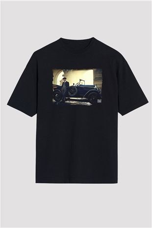 Peaky Blinders Baskılı Unisex Siyah Oversize Tişört - Tshirt