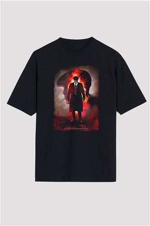 Peaky Blinders Baskılı Unisex Siyah Oversize Tişört - Tshirt