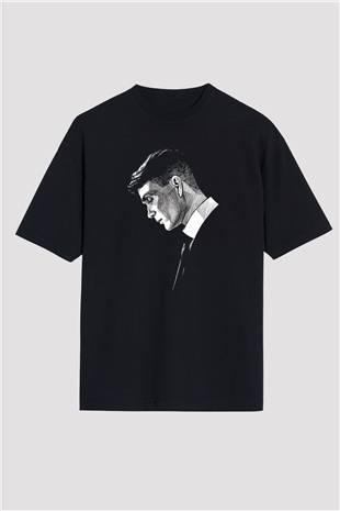 Peaky Blinders Baskılı Unisex Siyah Oversize Tişört - Tshirt