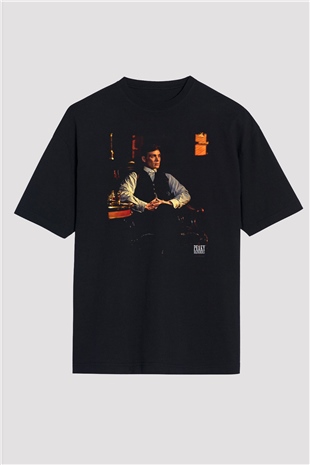 Peaky Blinders Baskılı Unisex Siyah Oversize Tişört - Tshirt