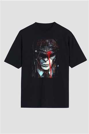 Peaky Blinders Baskılı Unisex Siyah Oversize Tişört - Tshirt