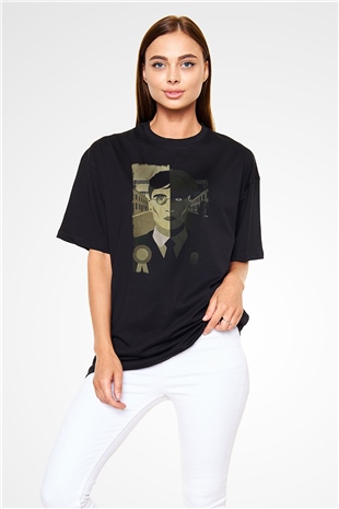 Peaky Blinders Baskılı Unisex Siyah Oversize Tişört - Tshirt