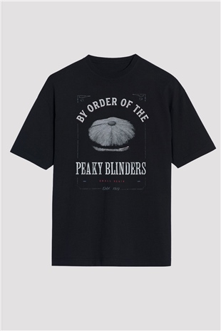 Peaky Blinders Baskılı Unisex Siyah Oversize Tişört - Tshirt