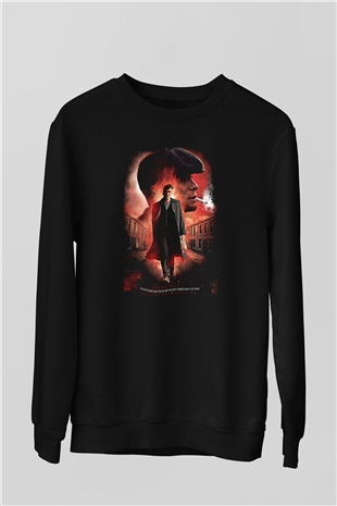 Peaky Blinders Baskılı Unisex Siyah Sweatshirt