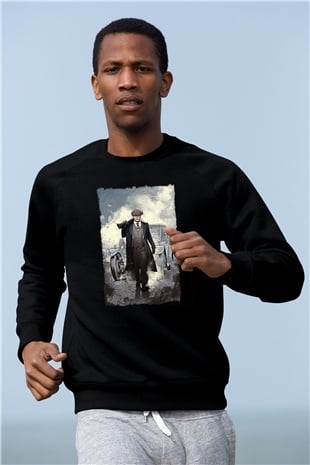 Peaky Blinders Baskılı Unisex Siyah Sweatshirt