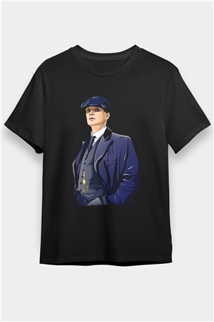Peaky Blinders Baskılı Unisex Siyah Tişört - Tshirt