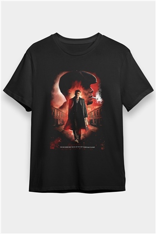Peaky Blinders Baskılı Unisex Siyah Tişört - Tshirt