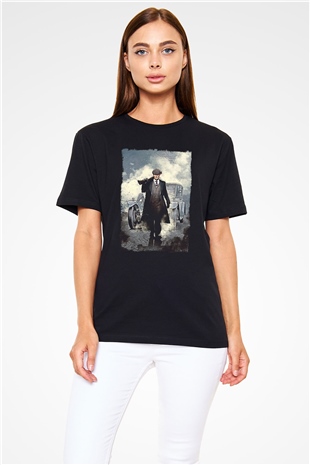 Peaky Blinders Baskılı Unisex Siyah Tişört - Tshirt