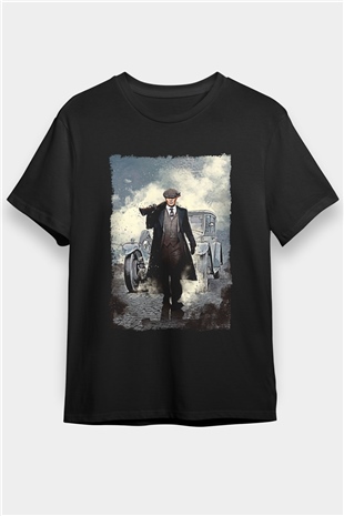Peaky Blinders Baskılı Unisex Siyah Tişört - Tshirt