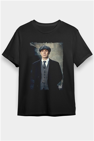 Peaky Blinders Baskılı Unisex Siyah Tişört - Tshirt