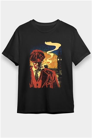 Peaky Blinders Baskılı Unisex Siyah Tişört - Tshirt