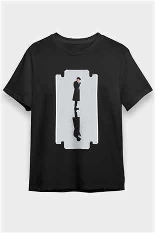 Peaky Blinders Baskılı Unisex Siyah Tişört - Tshirt