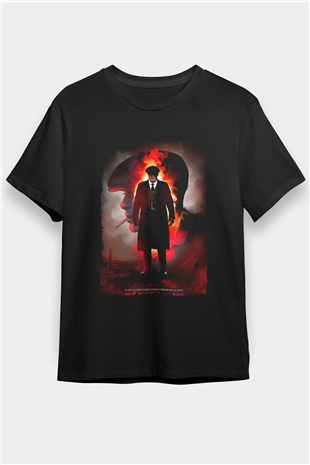 Peaky Blinders Baskılı Unisex Siyah Tişört - Tshirt