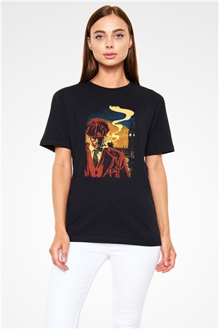Peaky Blinders Baskılı Unisex Siyah Tişört - Tshirt