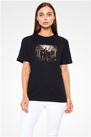 Peaky Blinders Baskılı Unisex Siyah Tişört - Tshirt