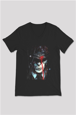 Peaky Blinders Baskılı Unisex Siyah V Yaka Tişört - Tshirt
