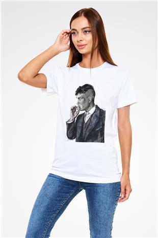 Peaky Blinders Unisex Baskılı Beyaz Tişört - Tshirt