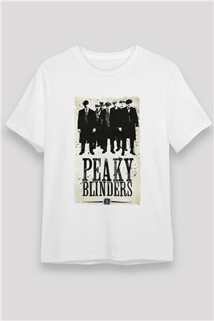 Peaky Blinders Unisex Baskılı Beyaz Tişört - Tshirt