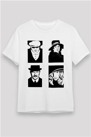 Peaky Blinders Unisex Baskılı Beyaz Tişört - Tshirt