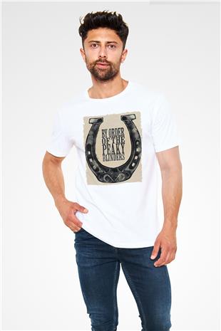 Peaky Blinders Unisex Baskılı Beyaz Tişört - Tshirt