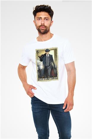Peaky Blinders Unisex Baskılı Beyaz Tişört - Tshirt