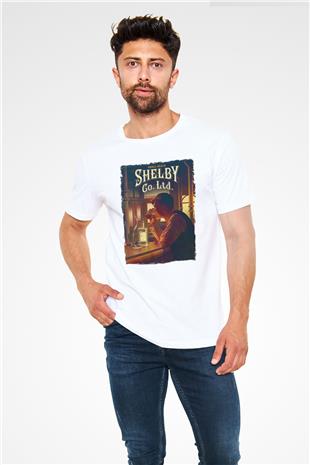 Peaky Blinders Unisex Baskılı Beyaz Tişört - Tshirt