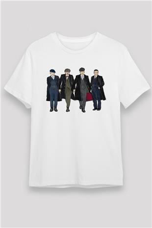 Peaky Blinders Unisex Baskılı Beyaz Tişört - Tshirt