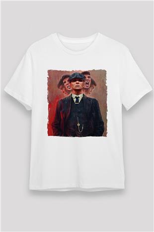 Peaky Blinders Unisex Baskılı Beyaz Tişört - Tshirt