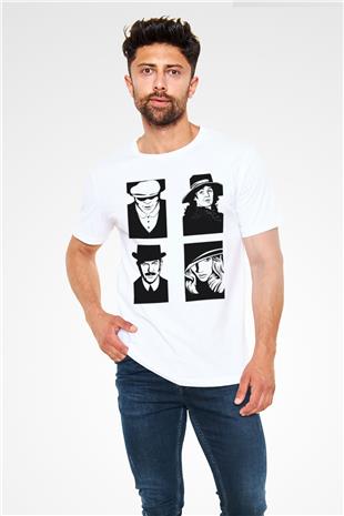Peaky Blinders Unisex Baskılı Beyaz Tişört - Tshirt