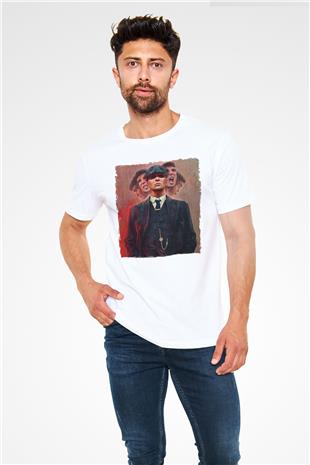 Peaky Blinders Unisex Baskılı Beyaz Tişört - Tshirt