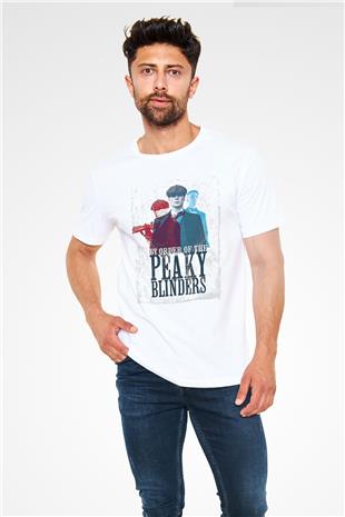 Peaky Blinders Unisex Baskılı Beyaz Tişört - Tshirt