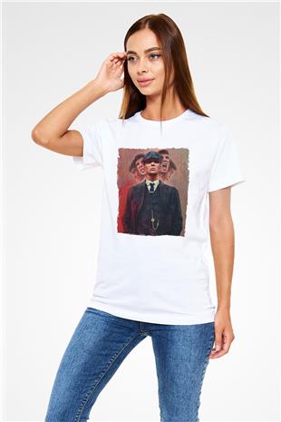 Peaky Blinders Unisex Baskılı Beyaz Tişört - Tshirt
