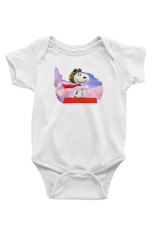 Peanuts Baskılı Beyaz Unisex Bebek Body - Zıbın